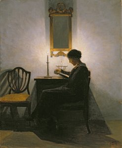 Donna che legge alla luce di una candela, 1908
